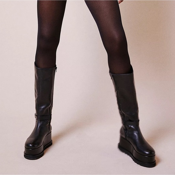 NWT Free People Not for Riding Platform Tall Boots - Black - Picture 4 of 5